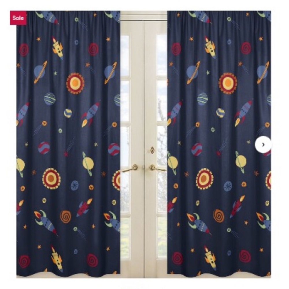 Space Galaxy Semi-Sheer Rod Pocket Curtain 84”